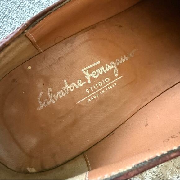 Salvatore Ferragamo Vintage Brown Leather Oxford Shoes Men’s 12 D main image 4